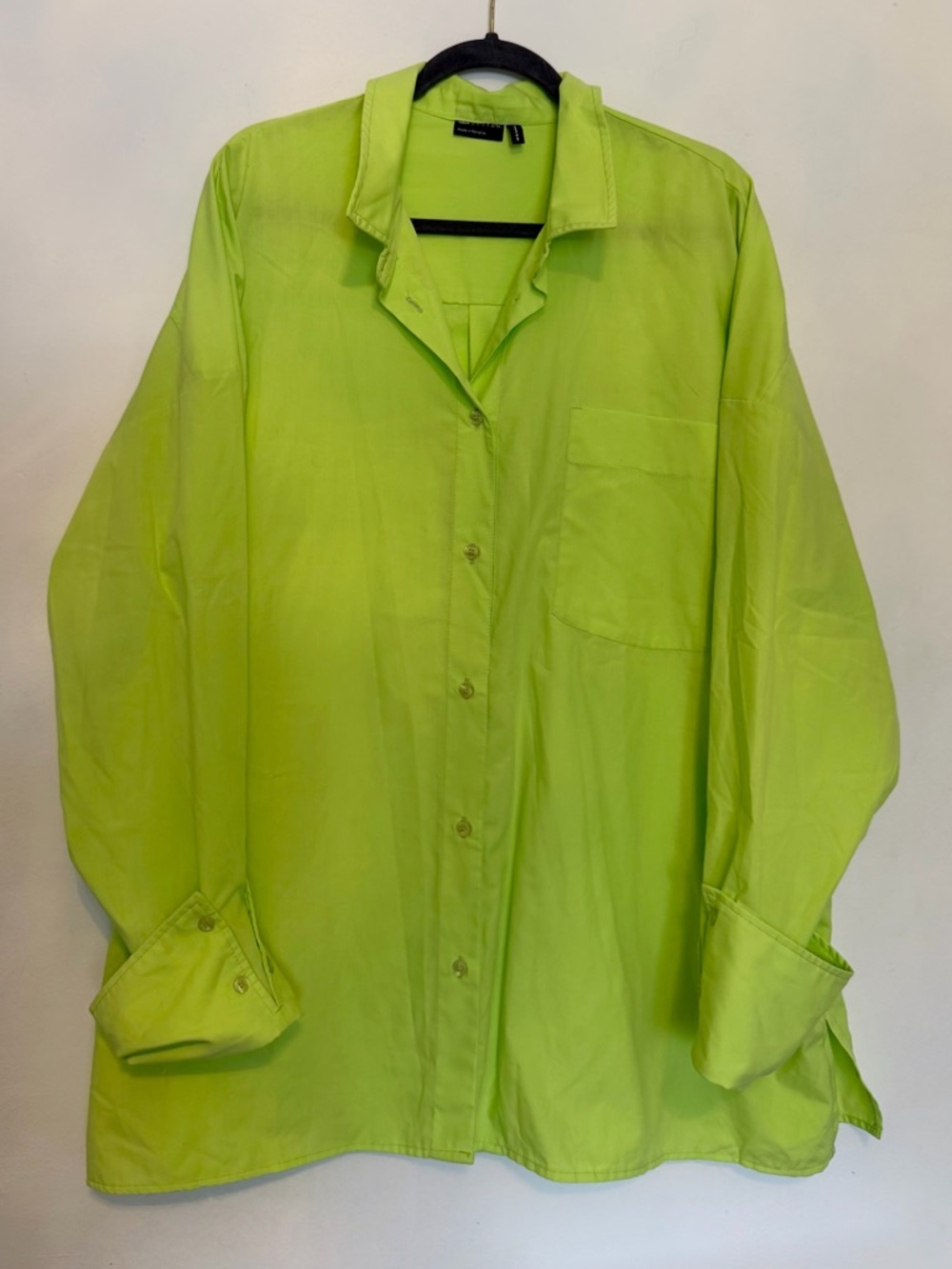 ASOS Design Neon Lime Button-Up Blouse Oversized Fit - US 14